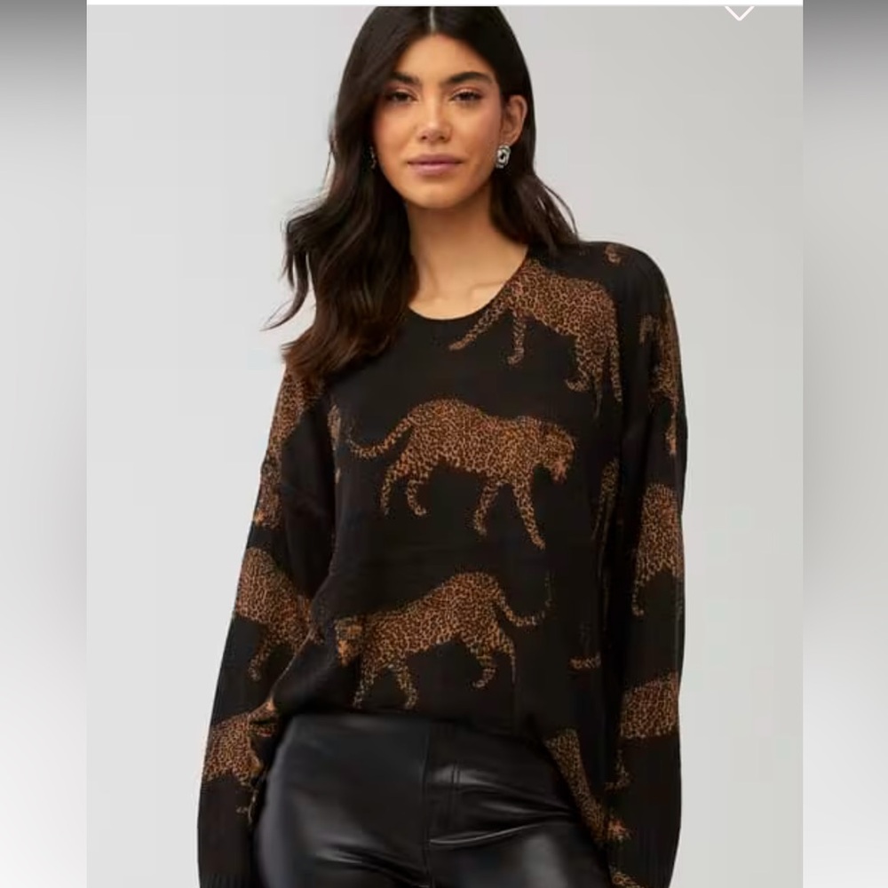 Show Me Your Mumu EUC Sz M Black & Gold Knit Oversized Cheetah Sweater (0739)